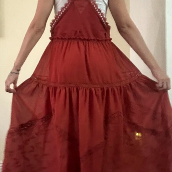 Cutout Side Overall Bib Tiered Maxi Dress - Picture 7 of 7